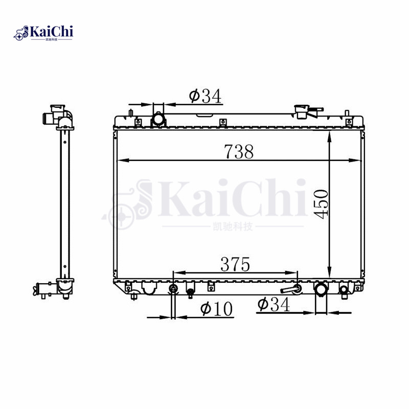 2453 Aluminum Cooling Core Radiator Toyota Highlander 2.4L 2001-2007 Without Tow Package