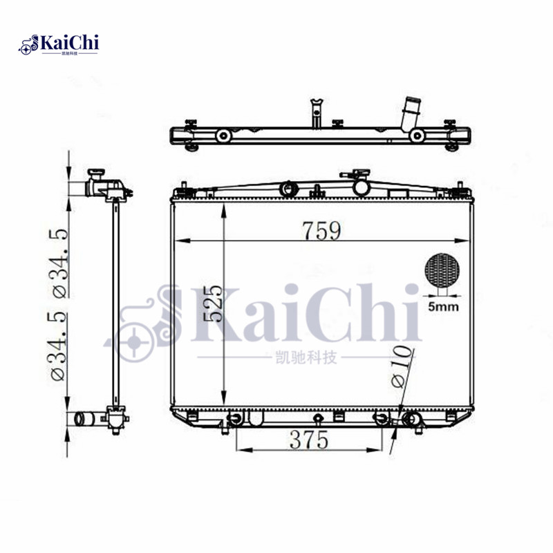 13449 Aluminum Core Cooling Radiator Toyota Highlander 2.7L/3.5L With Towing Package 2014-2017
