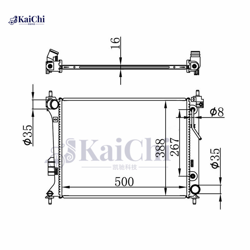 67548 Replacement Auto Radiator Hyundai i20 MK I PB/PBT G4LA 1.2L 2008-2015 / Hyundai i20 MK I PB/PBT G4FA 1.4L 2008-2015 / Hyundai i20 MK I PB/ PBT G4FC 1.6L 2008-2012