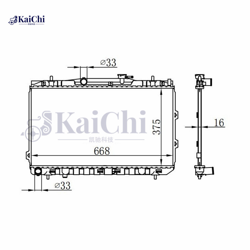 66648 Auto Radiator Kia Cerato/Spectra MK I Saloon LD G4ED L4 1.6L 2004-2009 Manual /Kia Cerato/Spectra MK I Saloon LD G4GC L4 2.0L 2004-2007 Manual / Kia Cerato/Spectra MK I Hatchback LD G4ED L4 1.6L 2004-2007 Manual / Kia Cerato/Spectra MK I Hatchback L