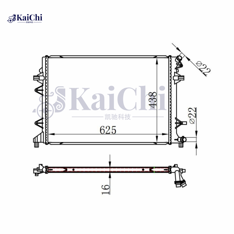 13273 Aluminum Core Auto Radiator For 13-16 Volkswagen Jetta Hybrid 1.4L/12-14 Passat 2.0 TDI 1K0121251EB 1KM121253 5C0121251M