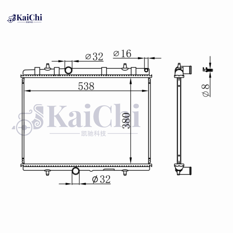 63606A Aluminum Radiator For 09-16 Peugeot 3008/03-08 307/07-14 308/2005-  Partner/2008- Citroen Berlingo 1330F5