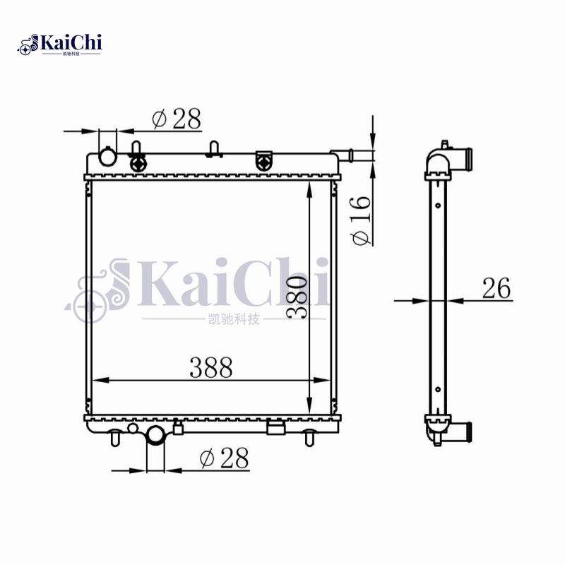 61278 Aluminum Radiator For 05- Peugeot 1007/13- Peugeot 2008/07- Peugeot 207/12- Peugeot 208 I/03-12 Citroen C2 1330E5