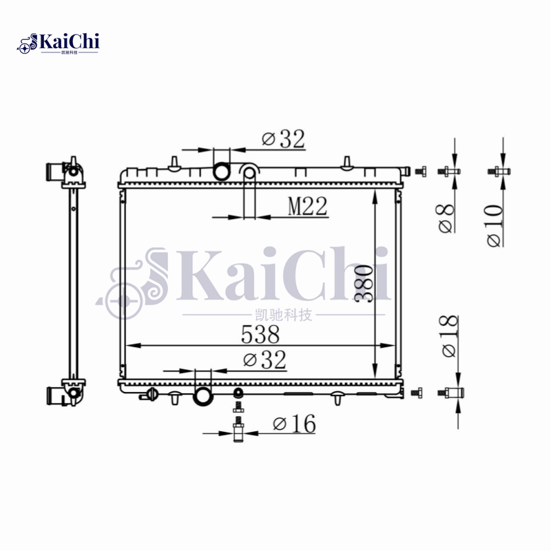 63502A Aluminum Radiator For 2002- Peugeot 206/2015- Peugeot 2008/02-12 Peugeot 307/97-12 Citroen Xsara 133038