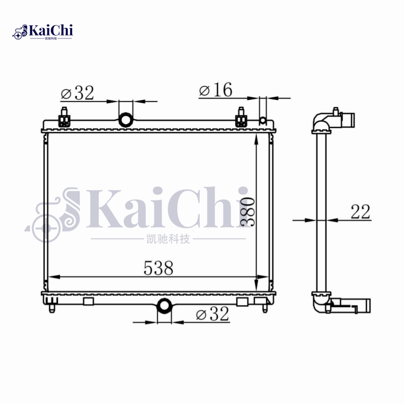 636009 Aluminum Radiator For 2009- Peugeot 407/2010- Peugeot 508 I/2008- Citroen C5 III 1.6L 1.6D 2.0D 1330W5